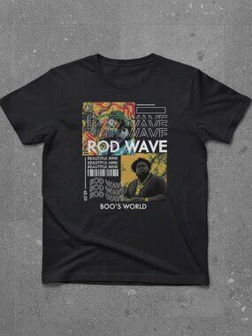 Rod Wave Beautiful Mind Boo's World Graphic T-Shirt Vintage Hip Hop Rap Tee